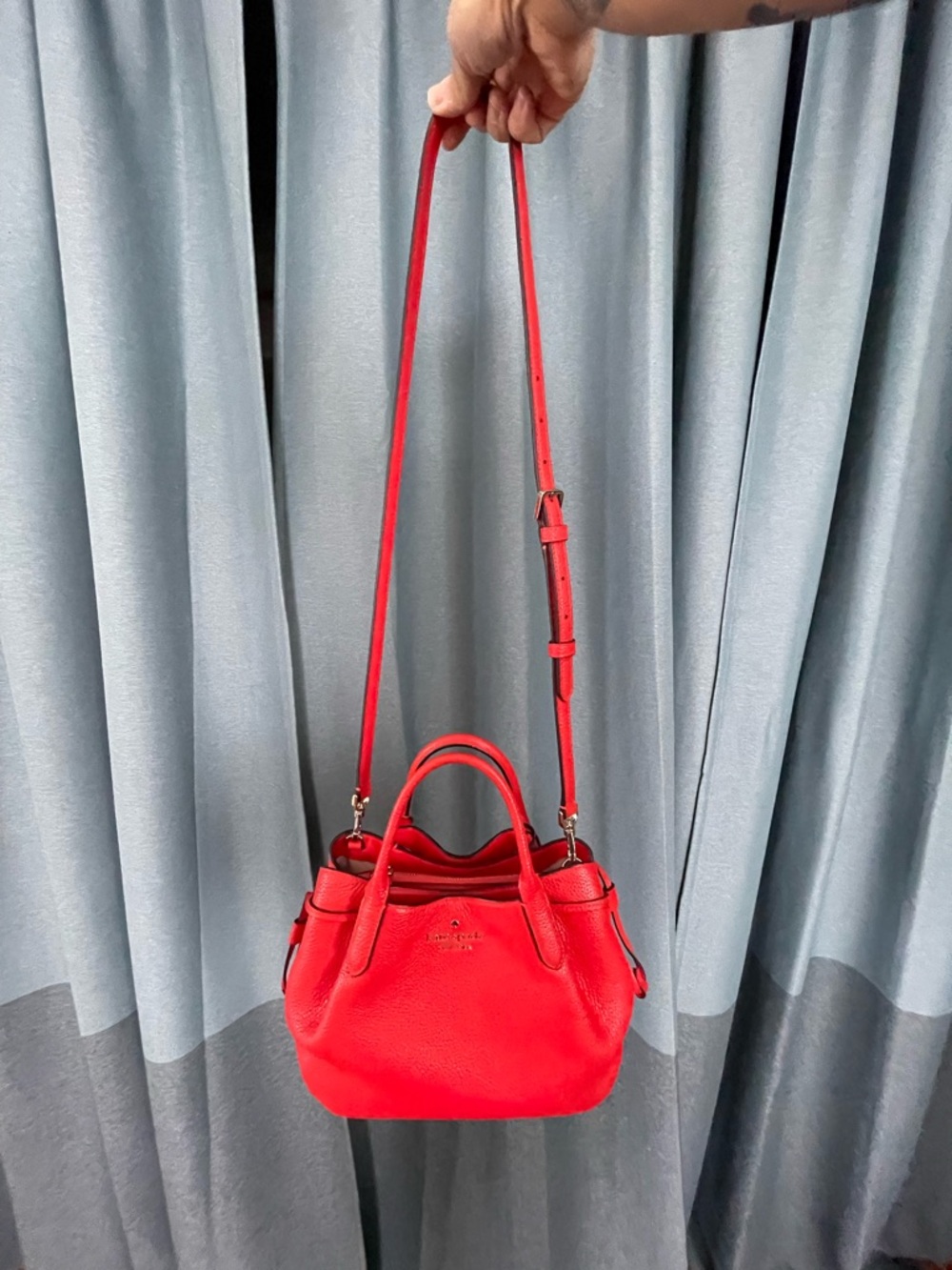 Kate Spade Small Dumpling Crossbody Satchel Bag in Tomato Slice Red - Picture 14 of 15